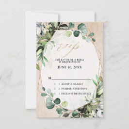 Cartão RSVP Casamento Geométrico Moderno com Eucalipto e Sage 