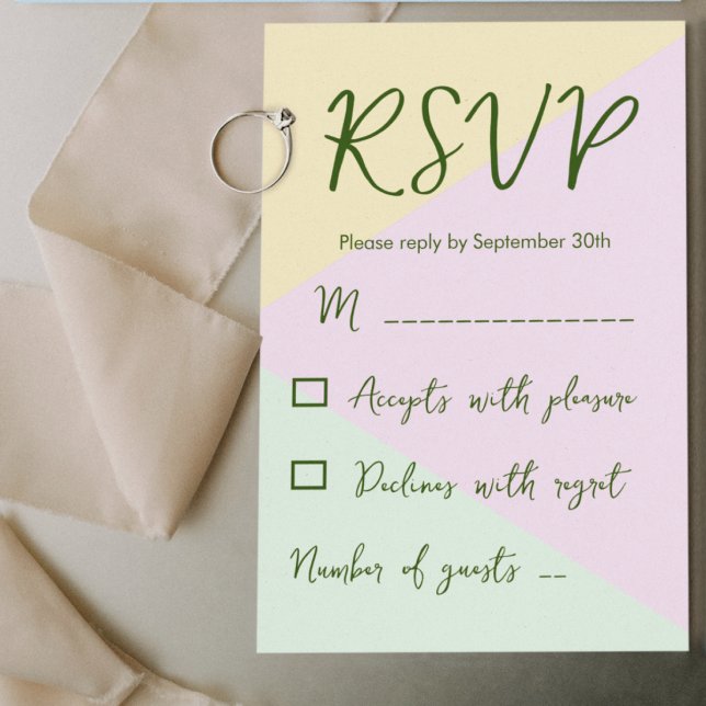 Cartão RSVP Casamento Geométrico Pastel Suave (Criador carregado)