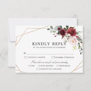 Cartão RSVP Casamento Geométrico Rose Boho, Rosa Rosa Rosa Bri