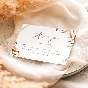 Cartão RSVP Casamento Geométrico Russo de Queda Moderna