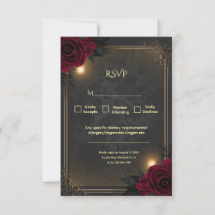 Cartão RSVP Casamento Glam Goth Luxuoso e Elegante