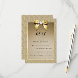 Cartão RSVP Casamento Glamorous Dourado e Na moda Gem