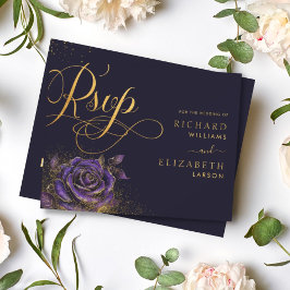 Cartão RSVP Casamento Glitter Rosa Gótico Escuro