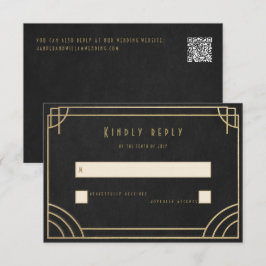 Cartão RSVP Casamento Golden Deco
