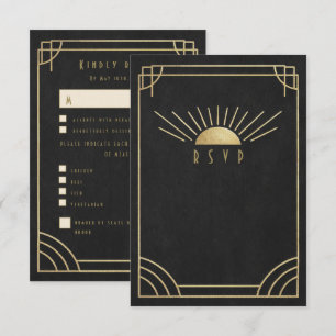 Cartão RSVP Casamento Golden Sunburst