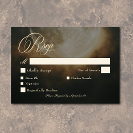 Cartão RSVP Casamento Gótico - Arca Cheia Cheia - Escuro