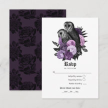Casamento Gótico de Corujas Roxas Glam Vintage