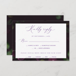 Cartão RSVP Casamento Gótico de Sangue Roxo Moody