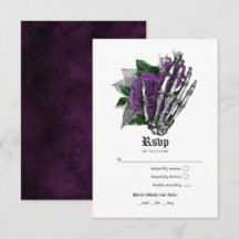 Casamento Gótico Esqueleto Floral Roxo