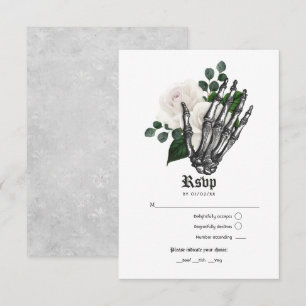 Cartão RSVP Casamento Gótico Floral Branca Russo