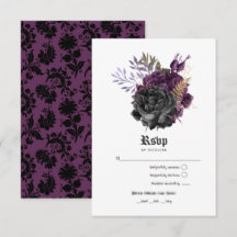Casamento Gótico Floral Preto Roxo Dourado