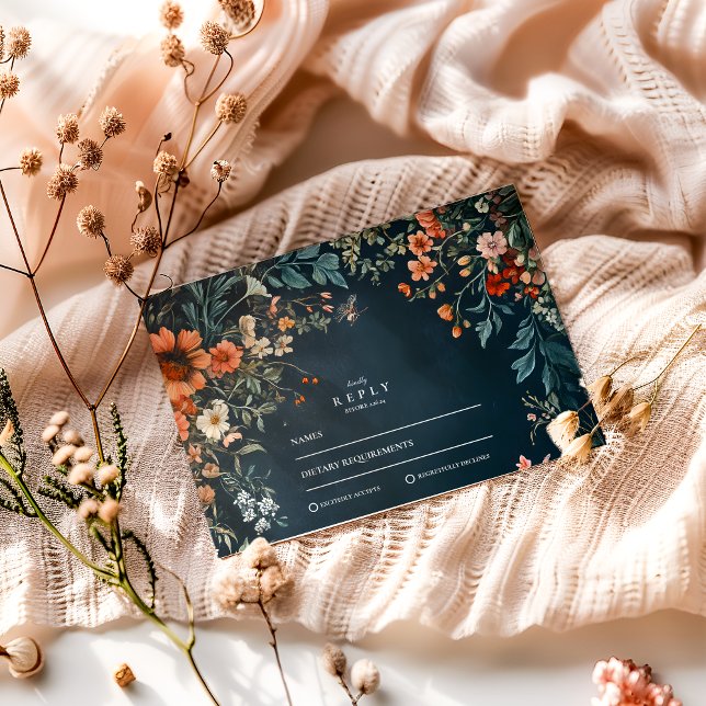 Cartão RSVP Casamento Gótico Romântico (Criador carregado)