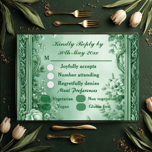 Cartão RSVP Casamento Grand Barroco Opulento Jardim Rococó Ver