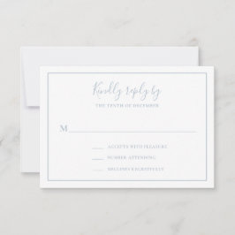 Cartão RSVP Casamento Herdeiro Azul Tradicional