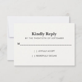 Cartão RSVP Casamento Horizontal Preto e Branco Minimalista Mo