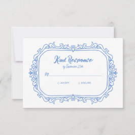 Cartão RSVP Casamento Ilustrado Branca E Manuscrito
