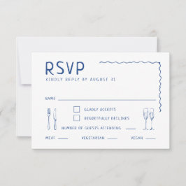 Cartão RSVP Casamento Ilustrado com Desenhos à Mão Caprichosos