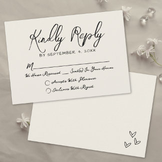 Cartão RSVP Casamento Imporal Simples Desenhado Vintage