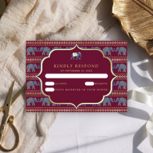 Casamento Indiano Elefante Burgundy e Dourado