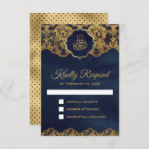 Casamento Islâmico com rendas azuis marinhos de fo