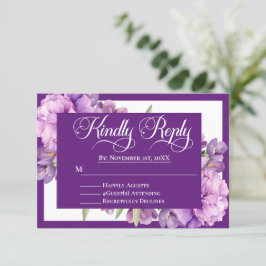 Cartão RSVP Casamento Islâmico Floral Roxo-Elegante Lilac