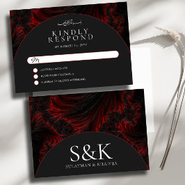 Cartão RSVP Casamento Islâmico Mínimo Elegante B&W Muçulmano M