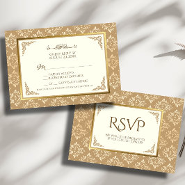 Cartão RSVP Casamento Islâmico Muçulmano de Ivory Dourado Dama