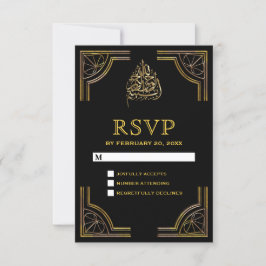 Cartão RSVP Casamento Islâmico Ouro Preto Muçulmano