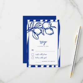 Cartão RSVP Casamento Italiano com Limão Desenhado à Mão e Esc