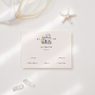 Cartão RSVP Casamento Italiano Mediterrâneo Aquarela Pastel