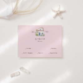 Cartão RSVP Casamento Italiano Mediterrâneo com Aquarela Paste