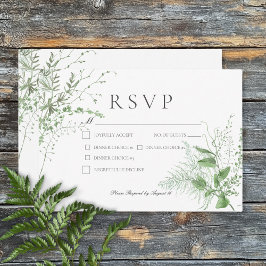 Cartão RSVP Casamento Jante Rustic Fern Foliage White