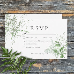 Cartão RSVP Casamento Jante Rustic Fern Foliage White