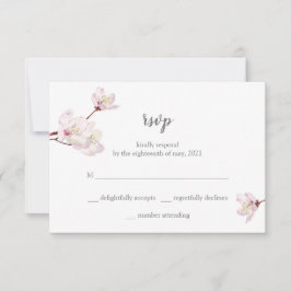 Cartão RSVP Casamento Japonês Cherry Blossom Sakura