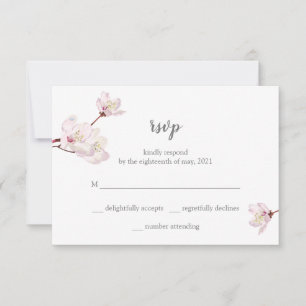 Cartão RSVP Casamento Japonês Cherry Blossom Sakura