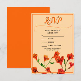 Cartão RSVP Casamento Laranja Floral Watercolor