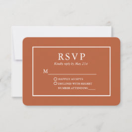 Cartão RSVP Casamento Laranja Moderno com Na moda Burnt