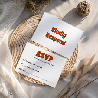 Cartão RSVP Casamento Laranja Queimado Retro Groovy