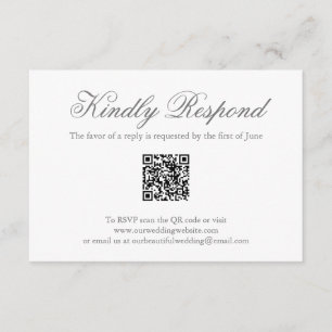 Cartão RSVP Casamento Legante do Código QR Formal da Cinza Tra