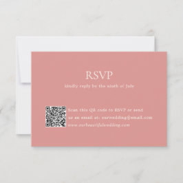 Cartão RSVP Casamento Legante do Código QR Rosa Coral Moderno