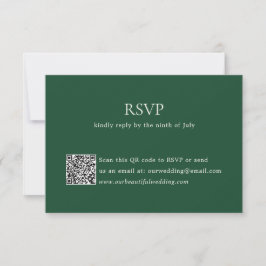 Cartão RSVP Casamento Legante do Código QR Verde Moderno Emera