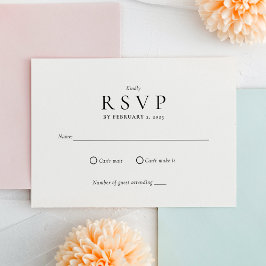 Cartão RSVP Casamento Limpo Moderno Preto e Branco