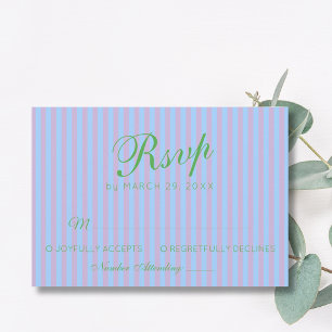 Cartão RSVP Casamento Listra Rosa Azul Verde Cítrico Retro