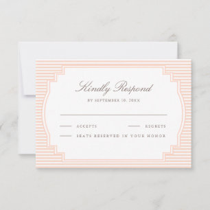 Cartão RSVP Casamento Listrado de Pêssego Pastel Clássico