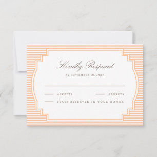 Cartão RSVP Casamento Listrado Laranja Clássico