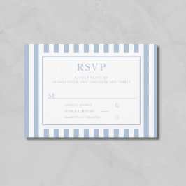 Cartão RSVP Casamento Listras Azul Pó Moderno