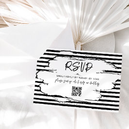 Cartão RSVP Casamento Listras Pretas Abstratas Modernas