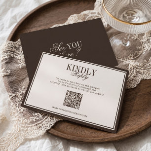 Cartão RSVP Casamento Luxuoso Clássico em Marrom Creme