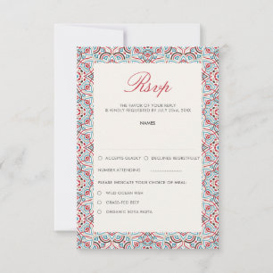 Cartão RSVP Casamento Luxuoso Geométrico Brilhante Metálico
