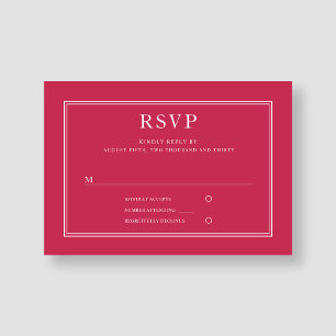 Cartão RSVP Casamento Magenta Formal Elegante Moderno